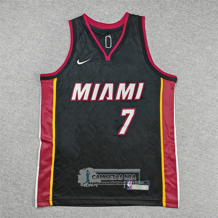 Camiseta Nino Miami Heat Giannis Antetokounmpo NO 7 Icon Negro